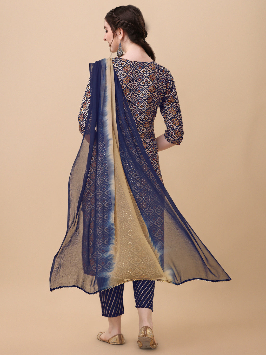 Printed Kurta With Pant And Dupatta Set, Multicolor - Hiral Fashion - Distacart