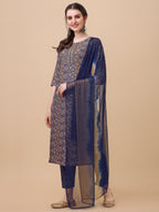 Printed Kurta With Pant And Dupatta Set, Multicolor - Hiral Fashion - Distacart