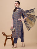 Printed Kurta With Pant And Dupatta Set, Multicolor - Hiral Fashion - Distacart