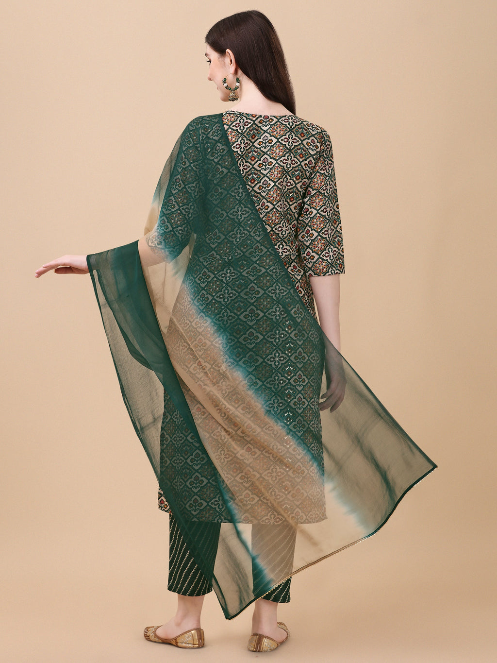 Berrylicious Womens Cotton Green Kurta With Pant And Dupatta Set., Multicolor - Hiral Fashion - Distacart