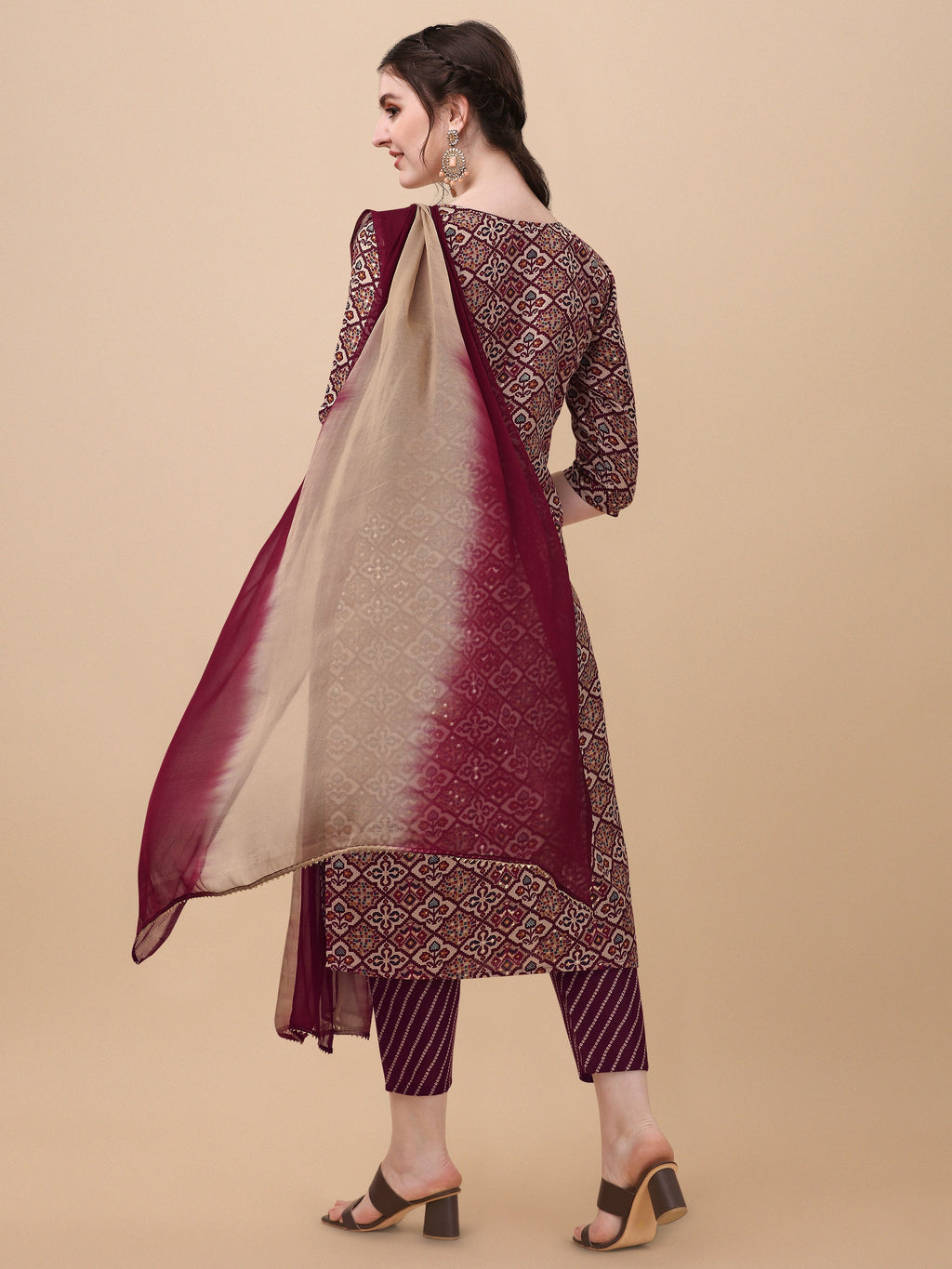 Printed Kurta With Pant And Dupatta Set, Multicolor - Hiral Fashion - Distacart