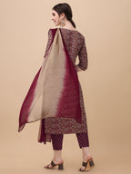 Printed Kurta With Pant And Dupatta Set, Multicolor - Hiral Fashion - Distacart