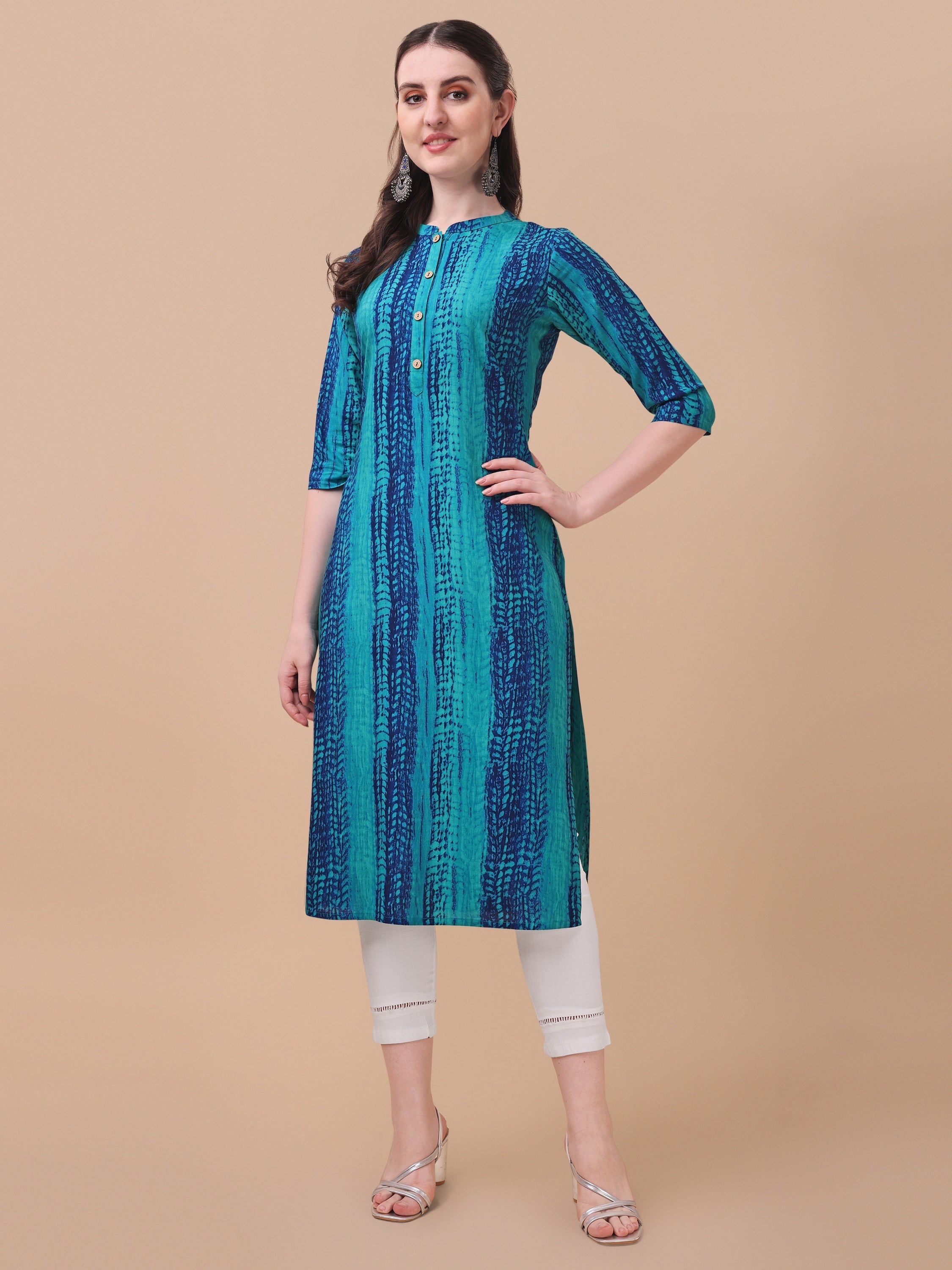 Shibori Printed Front Buttoned Kurta, Multicolor - Hiral Fashion - Distacart