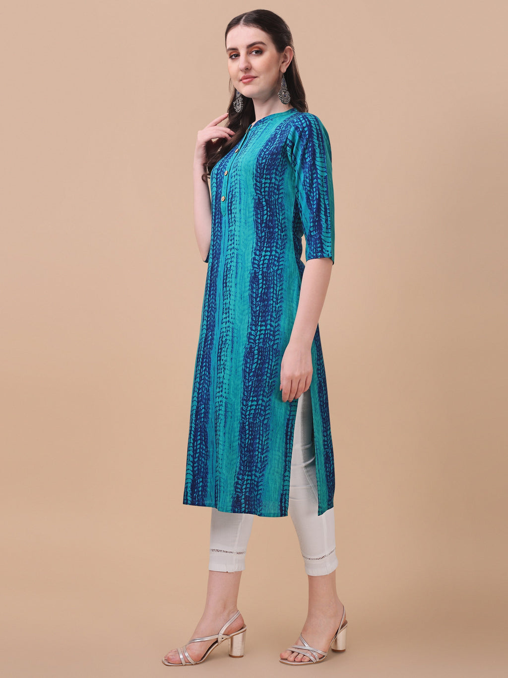 Shibori Printed Front Buttoned Kurta, Multicolor - Hiral Fashion - Distacart