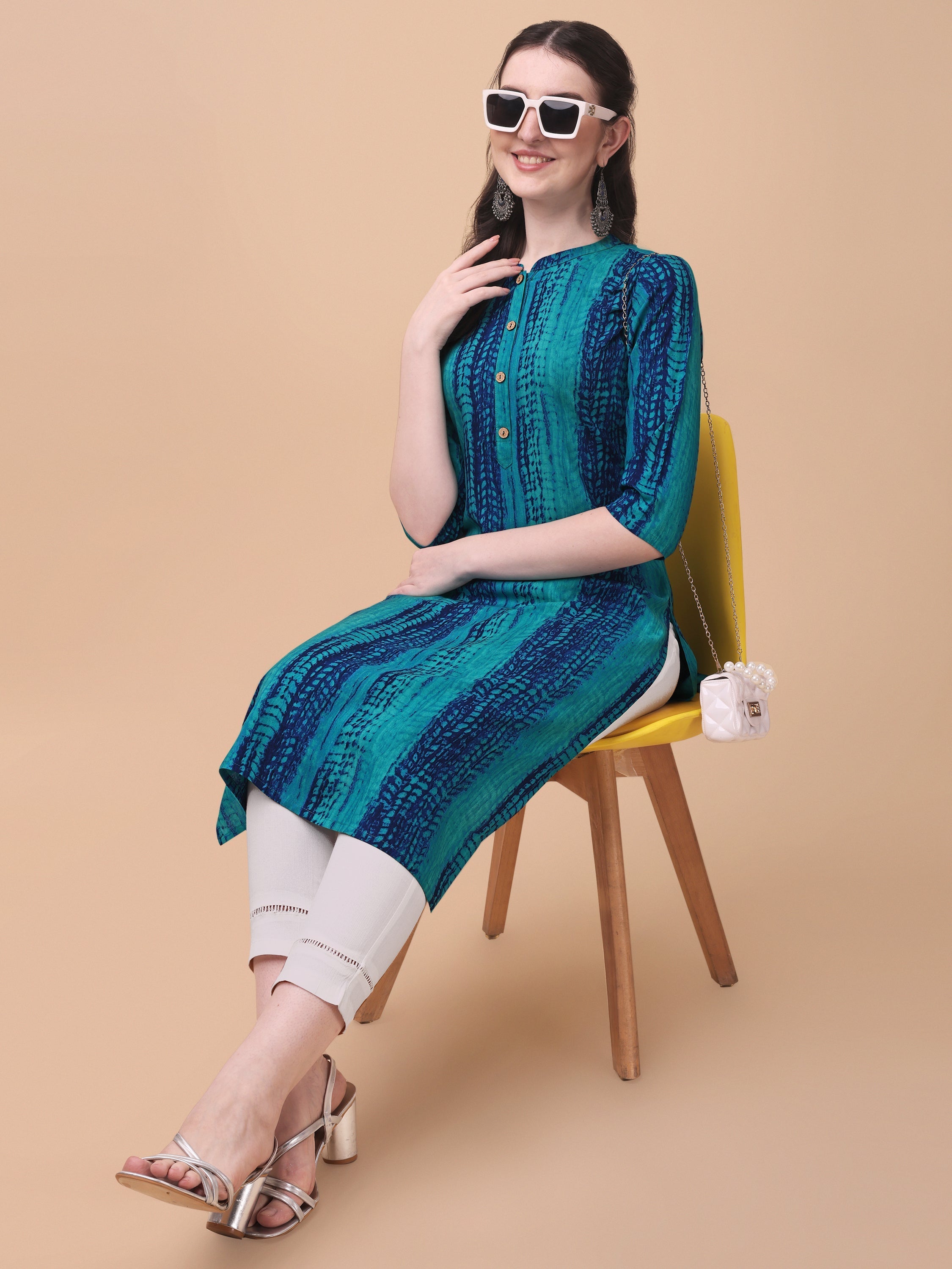 Shibori Printed Front Buttoned Kurta, Multicolor - Hiral Fashion - Distacart