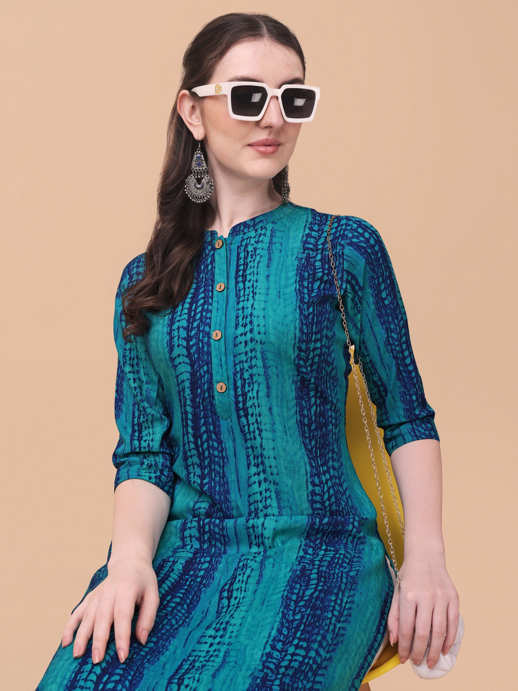 Shibori Printed Front Buttoned Kurta, Multicolor - Hiral Fashion - Distacart