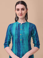Shibori Printed Front Buttoned Kurta, Multicolor - Hiral Fashion - Distacart