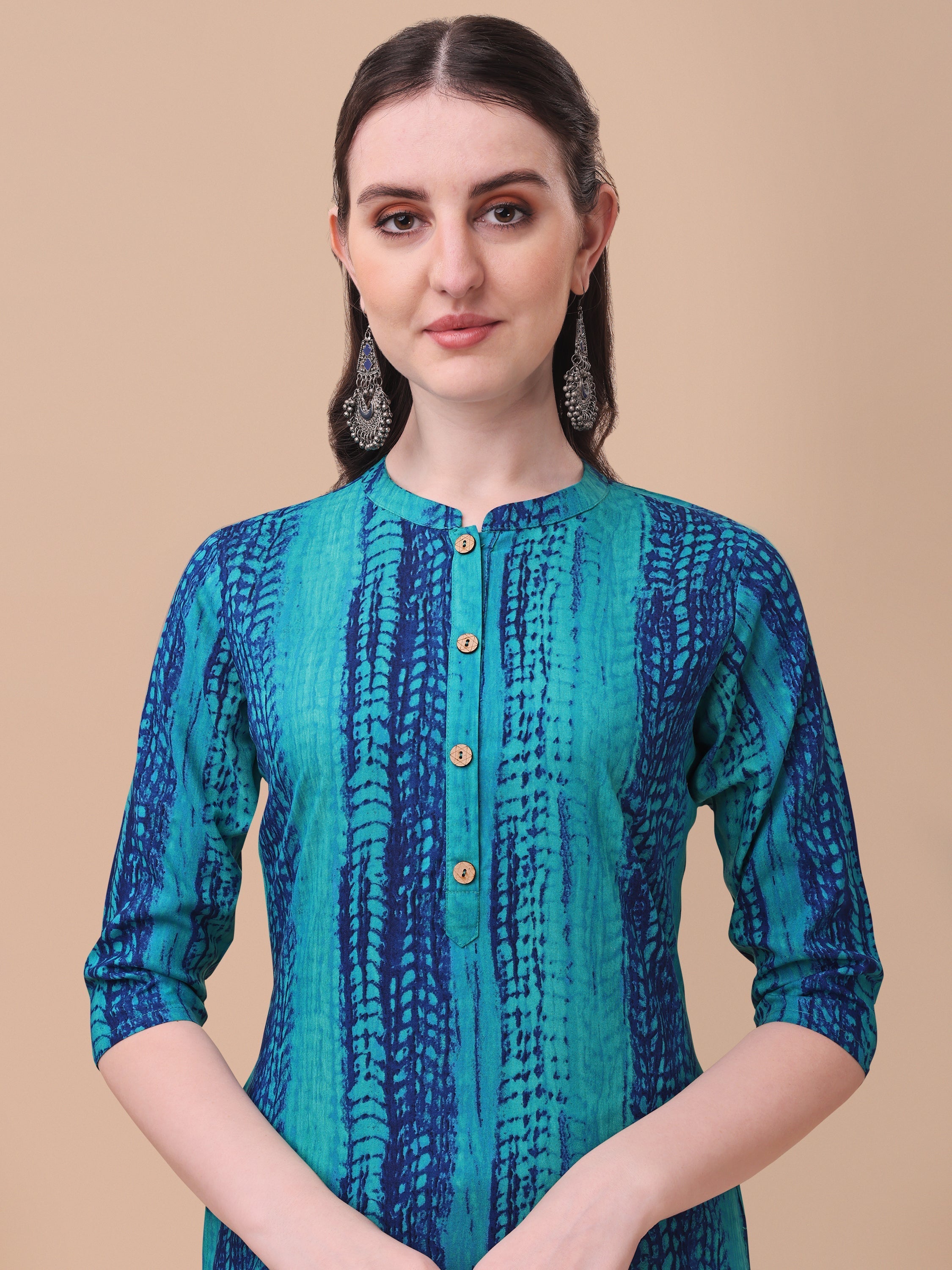 Shibori Printed Front Buttoned Kurta, Multicolor - Hiral Fashion - Distacart