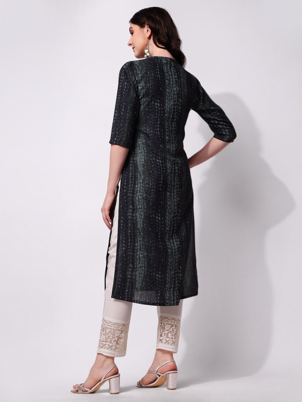 Shibori Printed Front Button Kurta, Multicolor - Hiral Fashion - Distacart