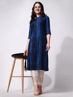 Shibori Printed Front Button Kurta, Multicolor - Hiral Fashion - Distacart
