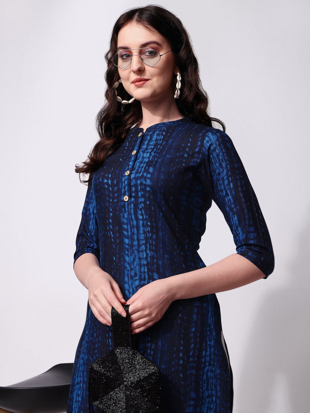 Shibori Printed Front Button Kurta, Multicolor - Hiral Fashion - Distacart