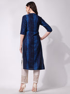 Shibori Printed Front Button Kurta, Multicolor - Hiral Fashion - Distacart