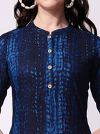 Shibori Printed Front Button Kurta, Multicolor - Hiral Fashion - Distacart