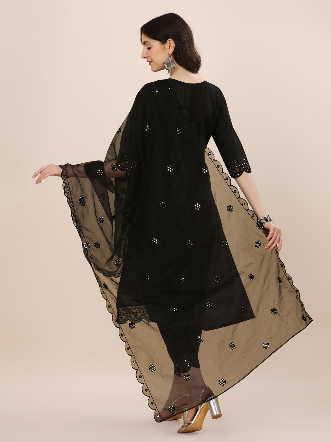 Mirror Embroidered Premium Kurta With Pant And Dupatta, Multicolor - Hiral Fashion - Distacart