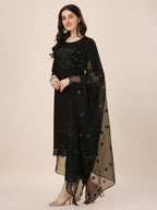 Mirror Embroidered Premium Kurta With Pant And Dupatta, Multicolor - Hiral Fashion - Distacart