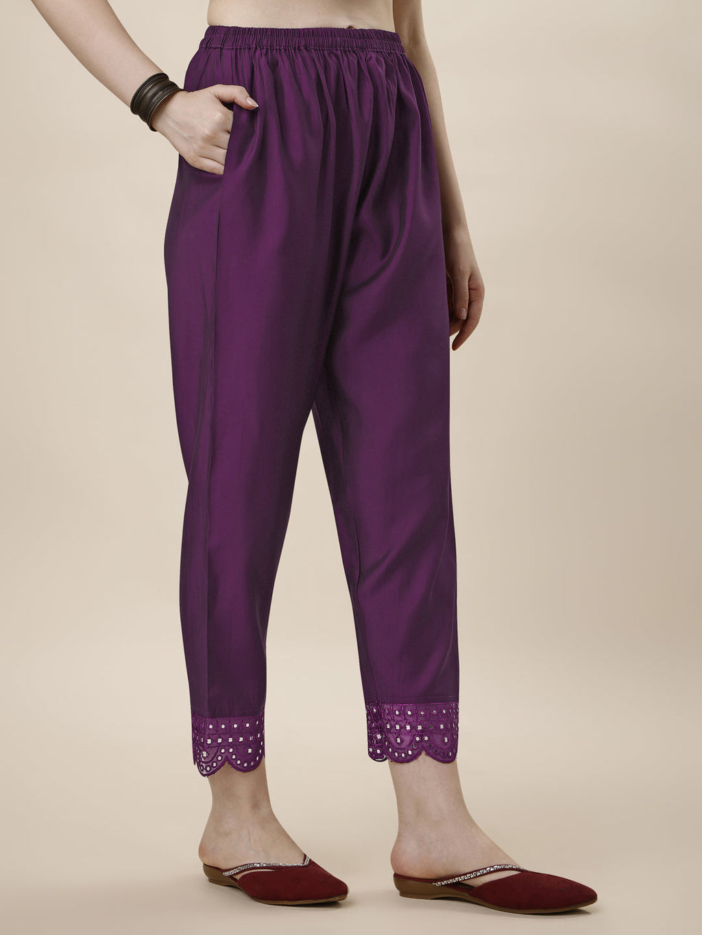 Mirror Embroidered Kurta With Pant And Dupatta Set, Multicolor - Hiral Fashion - Distacart