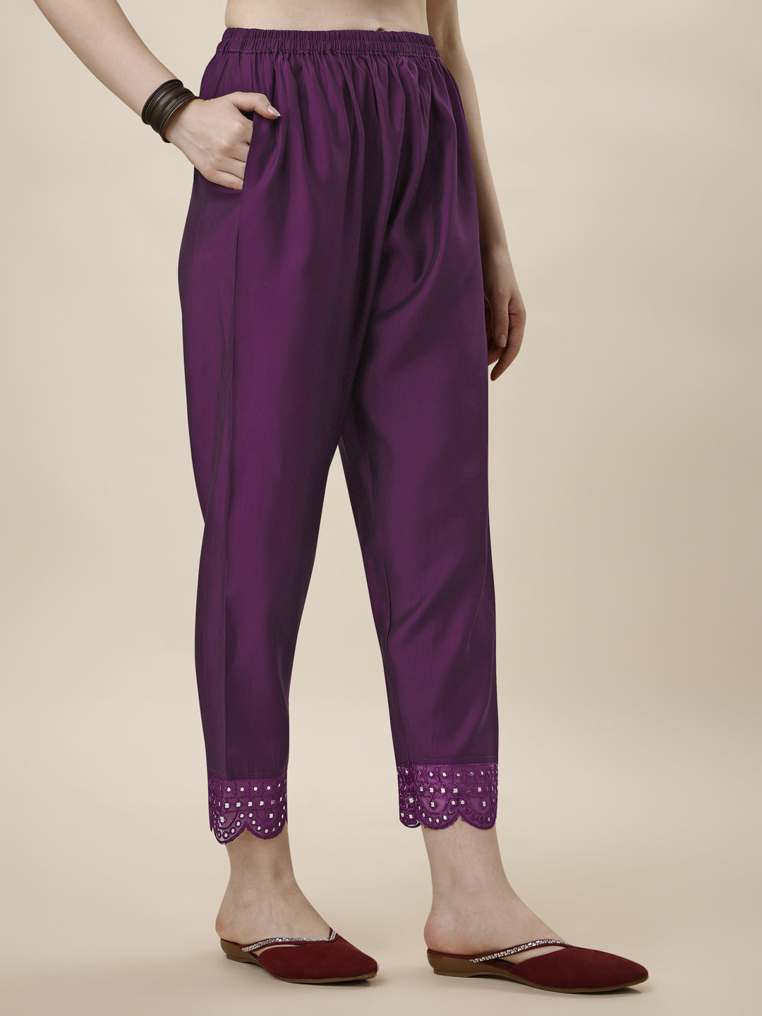 Mirror Embroidered Kurta With Pant And Dupatta Set, Multicolor - Hiral Fashion - Distacart