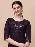 Mirror Embroidered Kurta Pant & Dupatta Set, Multicolor - Hiral Fashion - Distacart