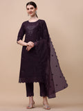 Mirror Embroidered Kurta Pant & Dupatta Set, Multicolor - Hiral Fashion - Distacart