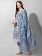 Embroidered Kurta With Pant And Dupatta Set, Multicolor - Hiral Fashion - Distacart