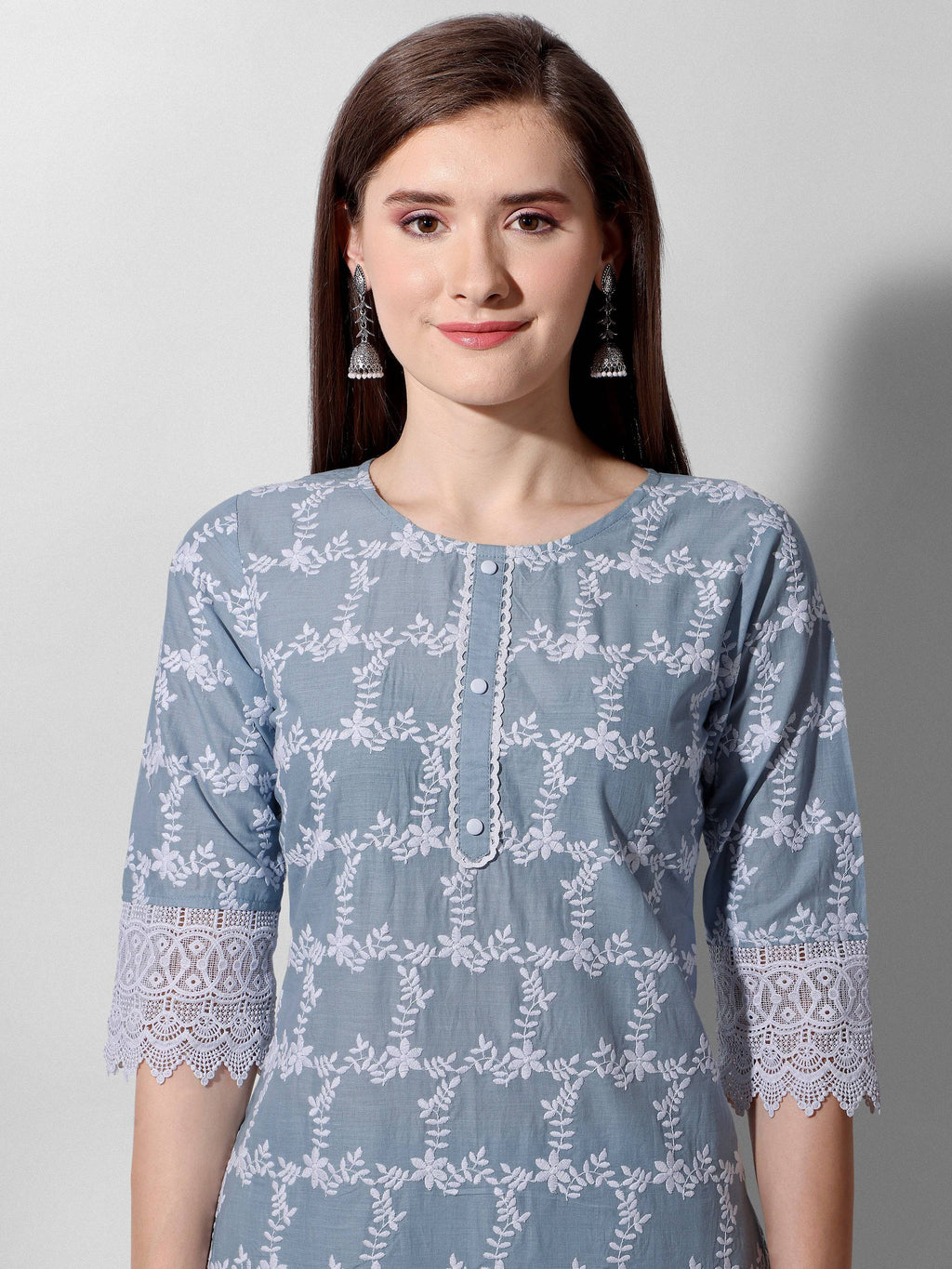 Embroidered Kurta With Pant And Dupatta Set, Multicolor - Hiral Fashion - Distacart