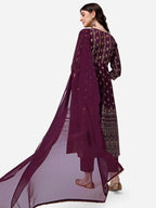 Anarkali Printed Kurta With Pant & Dupatta Set, Multicolor - Hiral Fashion - Distacart