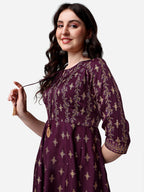 Anarkali Printed Kurta With Pant & Dupatta Set, Multicolor - Hiral Fashion - Distacart