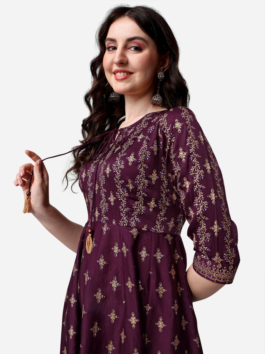 Anarkali Printed Kurta With Pant & Dupatta Set, Multicolor - Hiral Fashion - Distacart