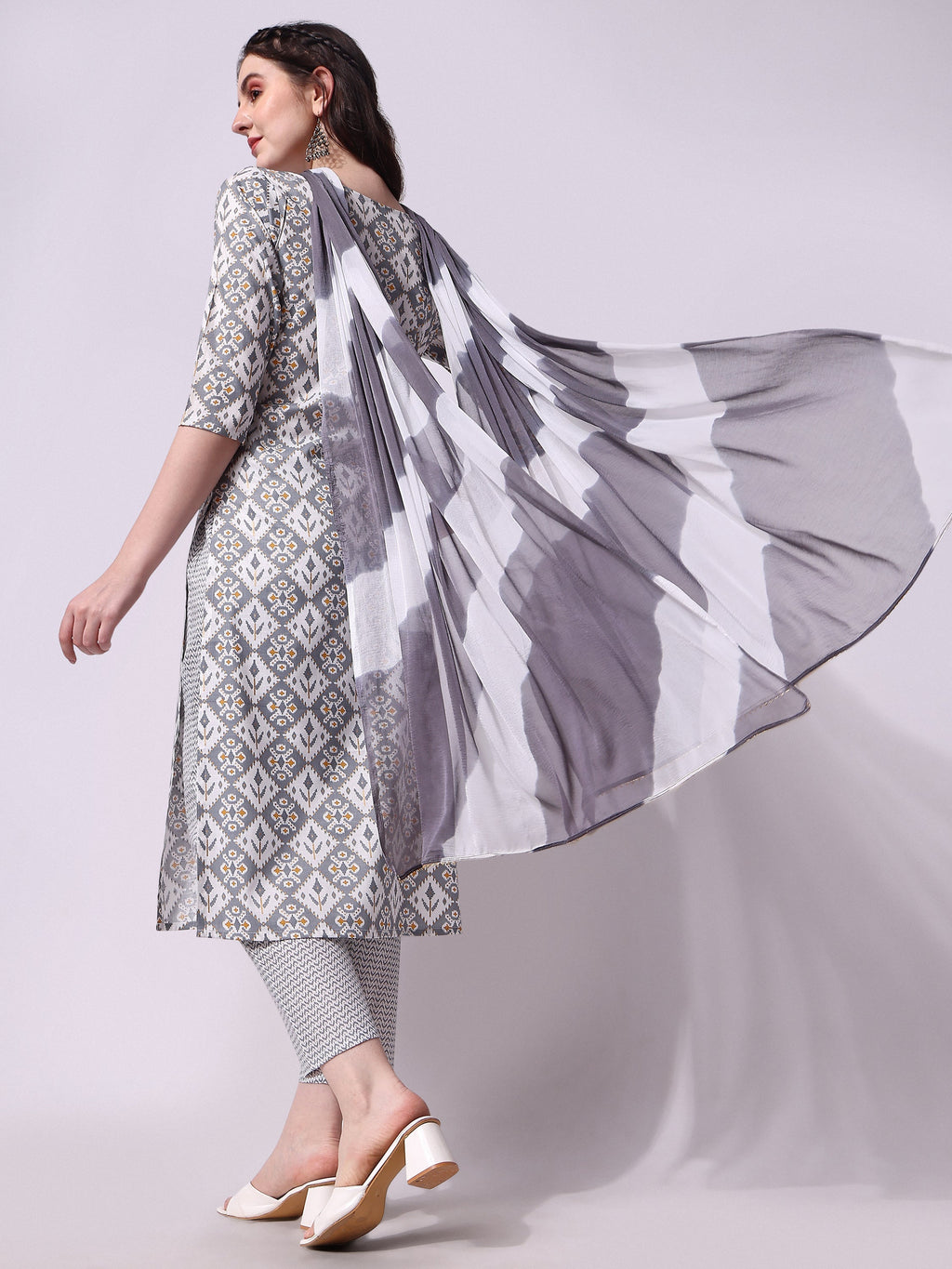 Printed Kurta With Pant & Printed Dupatta Set, Multicolor - Hiral Fashion - Distacart