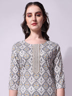 Printed Kurta With Pant & Printed Dupatta Set, Multicolor - Hiral Fashion - Distacart