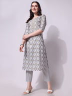 Printed Kurta With Pant & Printed Dupatta Set, Multicolor - Hiral Fashion - Distacart