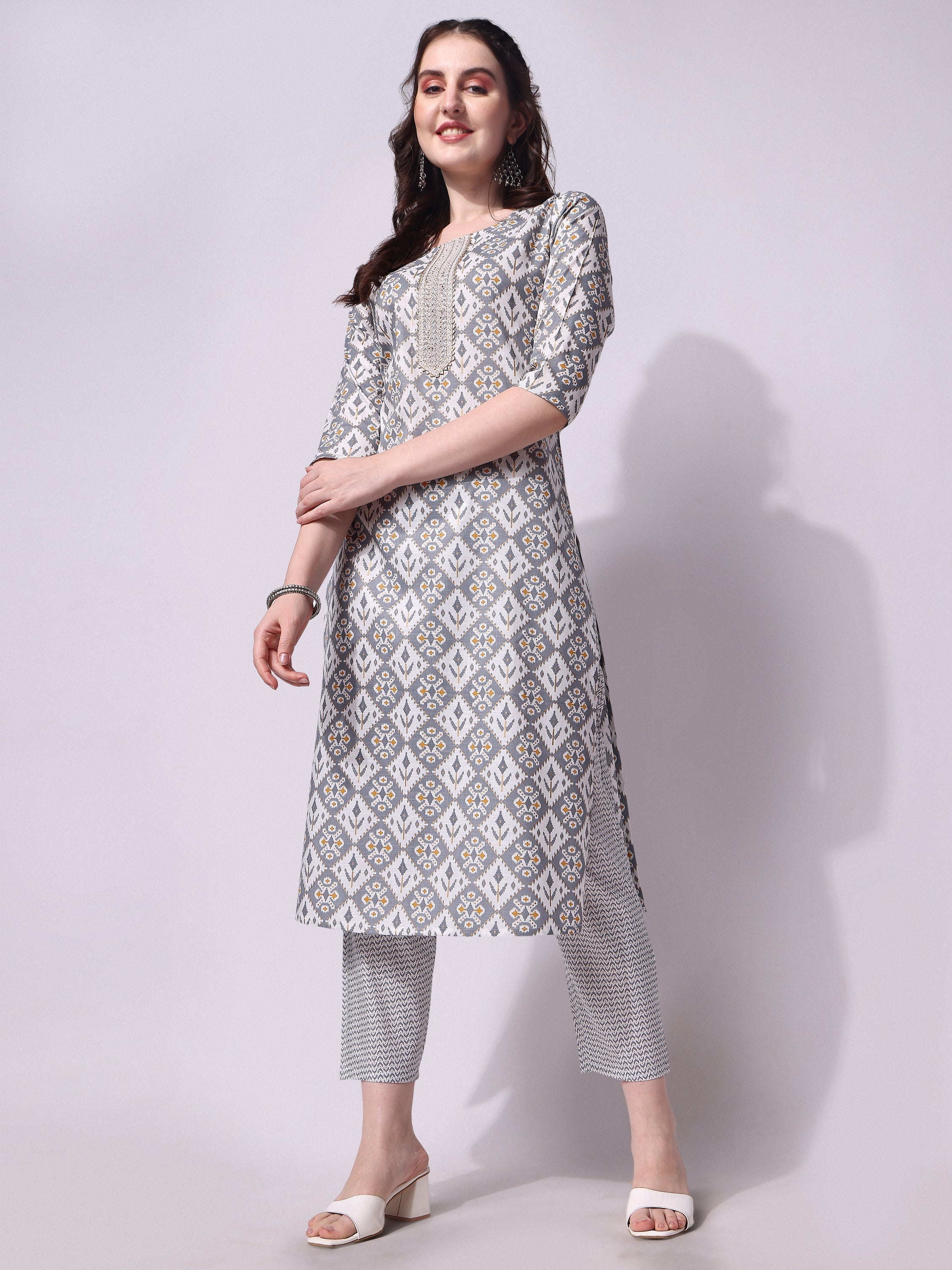 Printed Kurta With Pant & Printed Dupatta Set, Multicolor - Hiral Fashion - Distacart