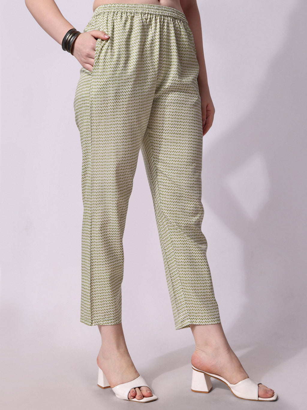 Cotton Green Printed Kurta With Pant & Dupatta Set, Multicolor - Hiral Fashion - Distacart