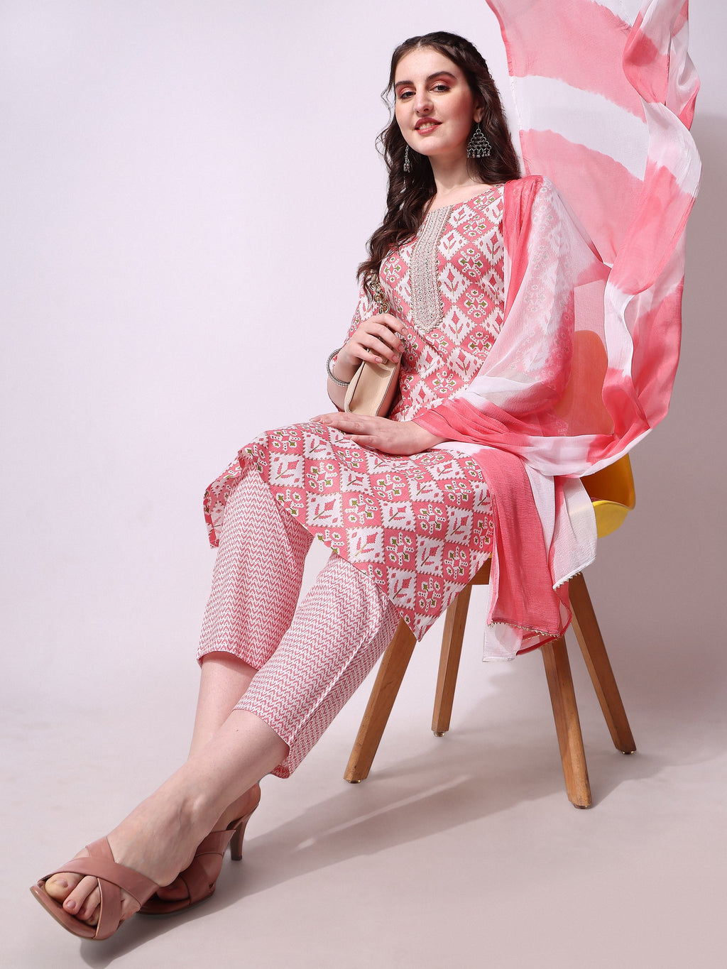 Printed Kurta With Pant & Printed Dupatta Set, Multicolor - Hiral Fashion - Distacart