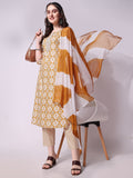 Printed Kurta With Pant & Printed Dupatta Set, Multicolor - Hiral Fashion - Distacart