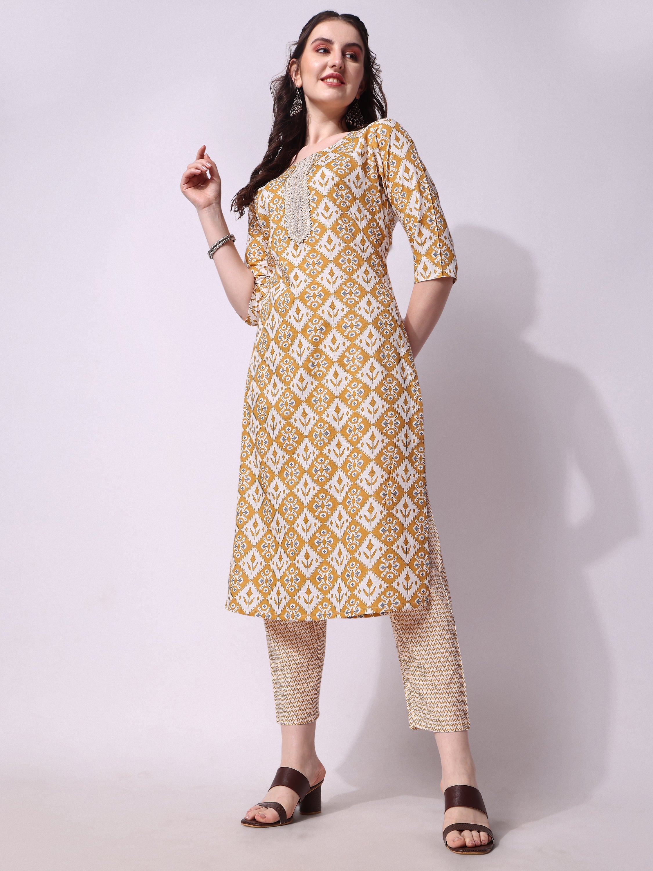 Printed Kurta With Pant & Printed Dupatta Set, Multicolor - Hiral Fashion - Distacart