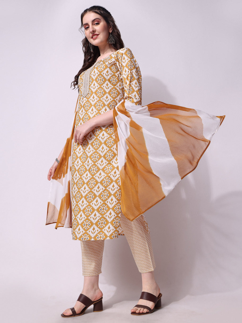 Printed Kurta With Pant & Printed Dupatta Set, Multicolor - Hiral Fashion - Distacart
