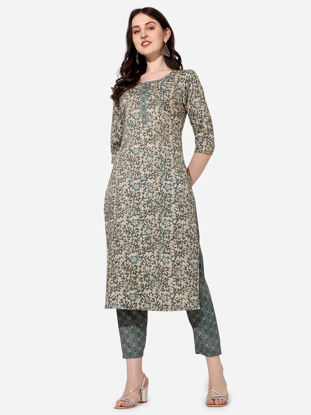 Floral Printed Kurta With Pant And Dupatta Set, Multicolor - Hiral Fashion - Distacart