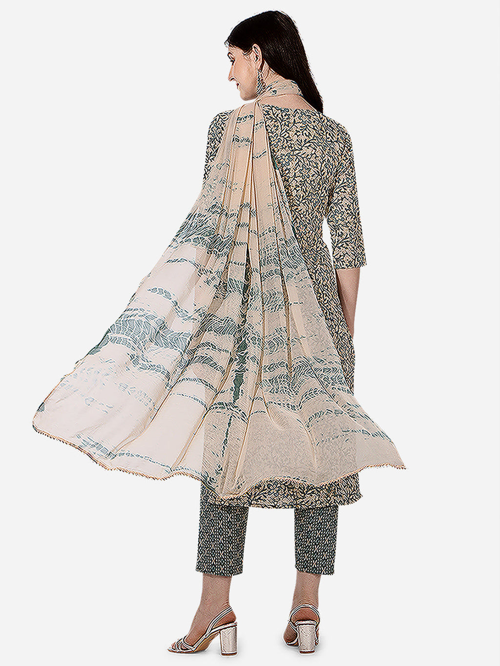Floral Printed Kurta With Pant And Dupatta Set, Multicolor - Hiral Fashion - Distacart