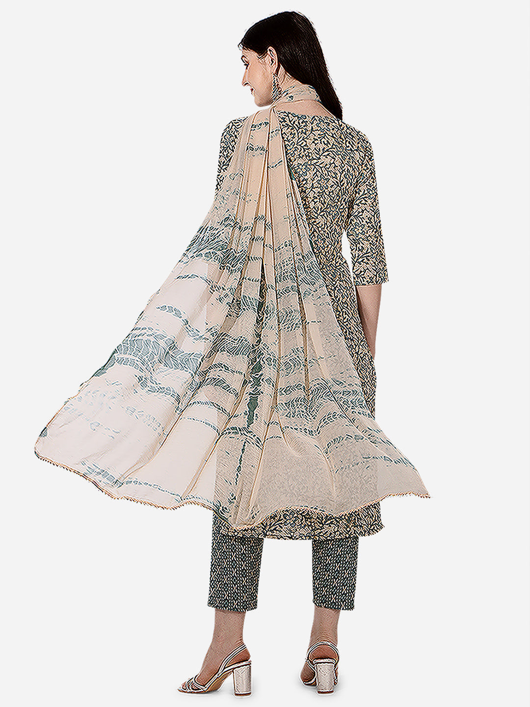 Floral Printed Kurta With Pant And Dupatta Set, Multicolor - Hiral Fashion - Distacart
