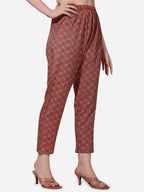 Floral Printed Rust Kurta With Pant And Dupatta Set, Multicolor - Hiral Fashion - Distacart