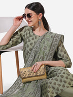 Floral Printed Kurta With Pant And Dupatta Set, Multicolor - Hiral Fashion - Distacart
