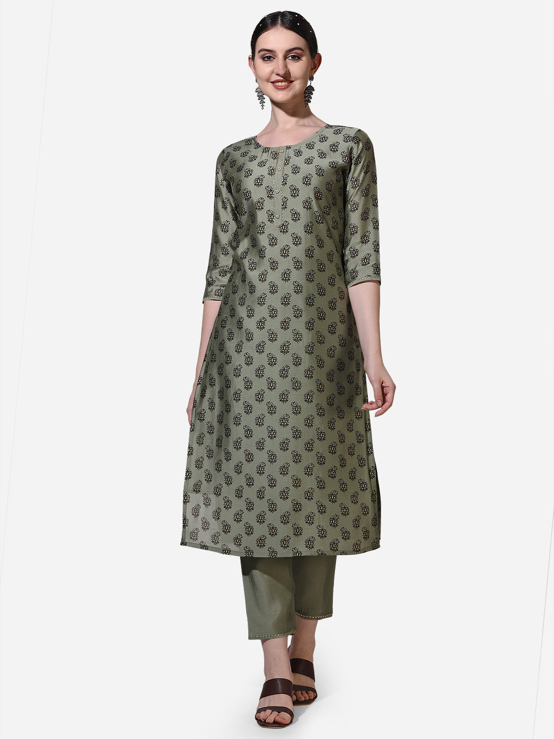 Floral Printed Kurta With Pant And Dupatta Set, Multicolor - Hiral Fashion - Distacart