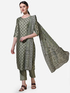 Floral Printed Kurta With Pant And Dupatta Set, Multicolor - Hiral Fashion - Distacart