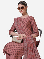 Floral Printed Rust Kurta With Pant And Dupatta Set, Multicolor - Hiral Fashion - Distacart