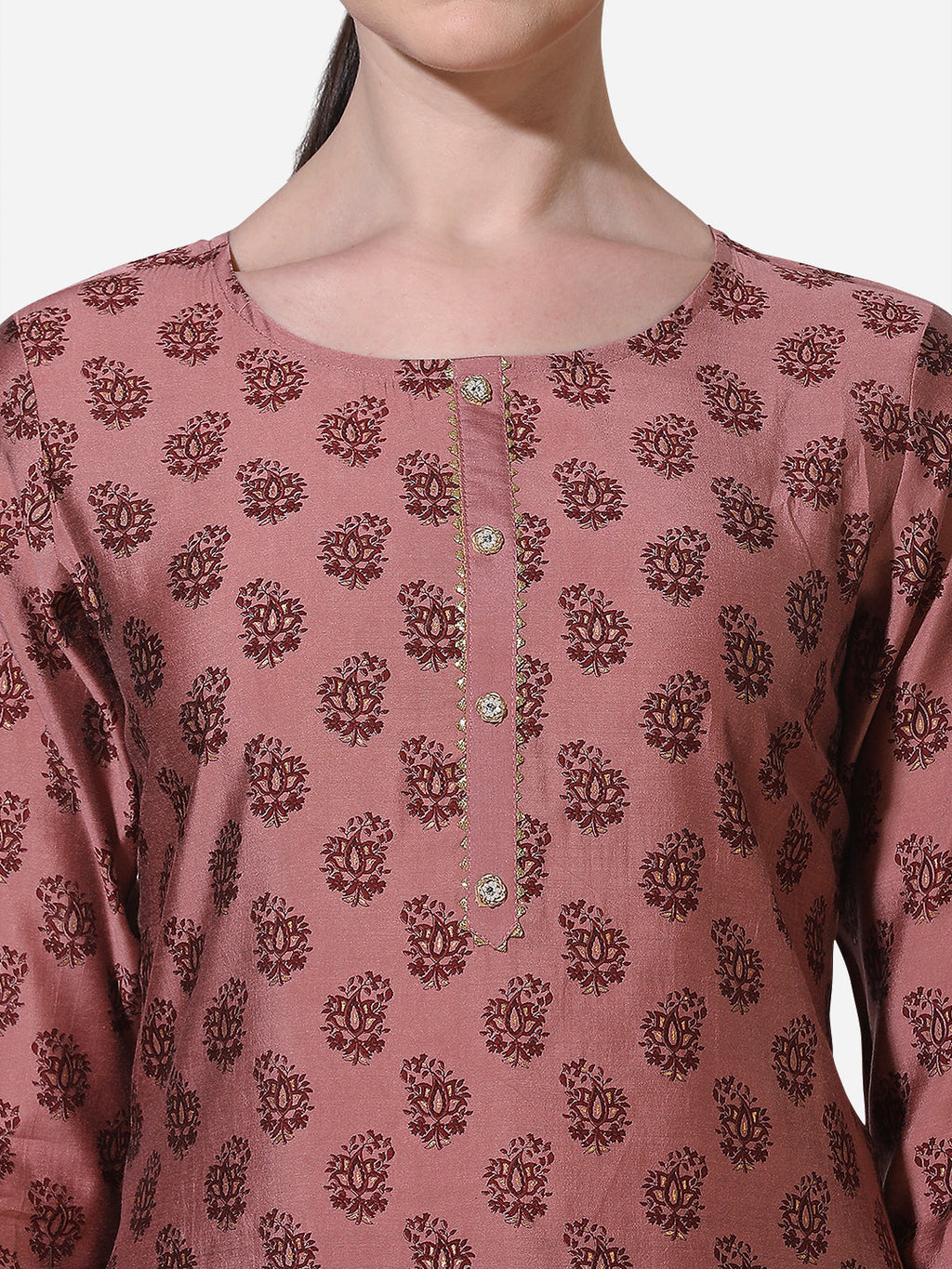 Floral Printed Rust Kurta With Pant And Dupatta Set, Multicolor - Hiral Fashion - Distacart