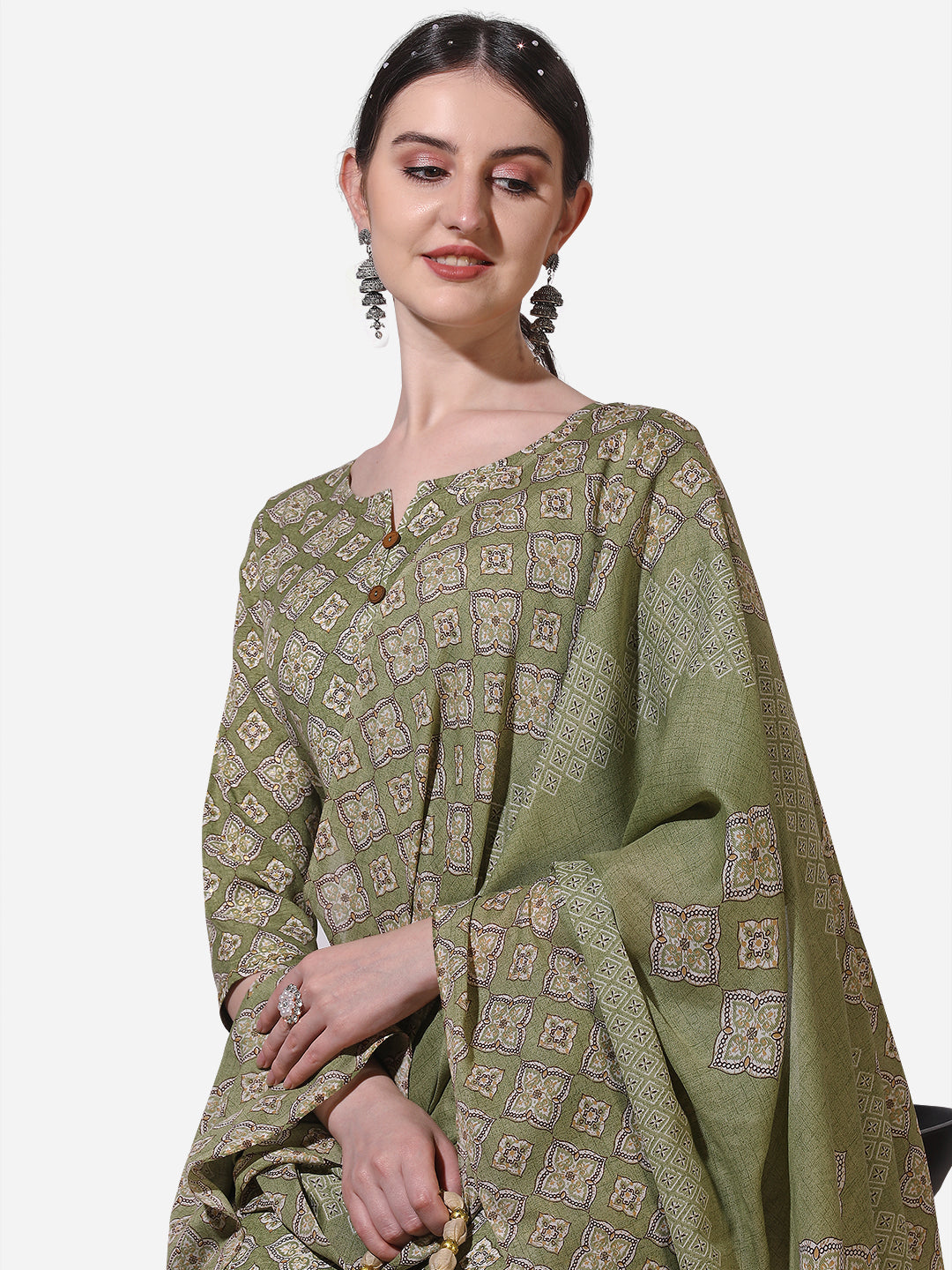 Floral Printed Kurta With Pant And Dupatta Set, Multicolor - Hiral Fashion - Distacart