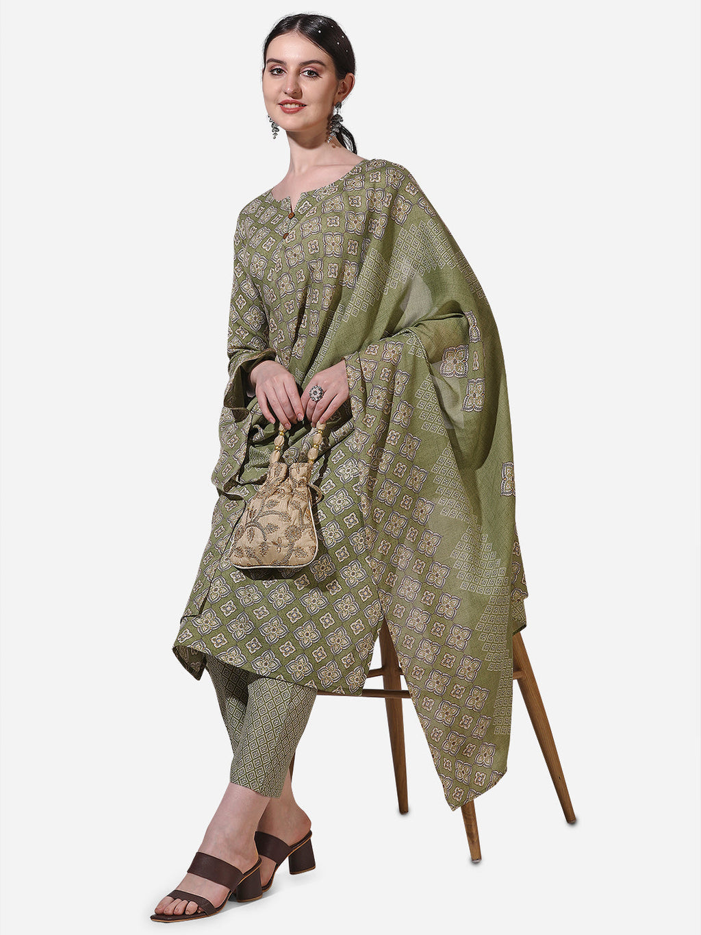Floral Printed Kurta With Pant And Dupatta Set, Multicolor - Hiral Fashion - Distacart