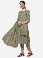 Floral Printed Kurta With Pant And Dupatta Set, Multicolor - Hiral Fashion - Distacart
