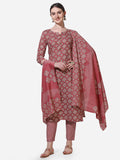 Floral Printed Kurta With Pant And Dupatta Set, Multicolor - Hiral Fashion - Distacart